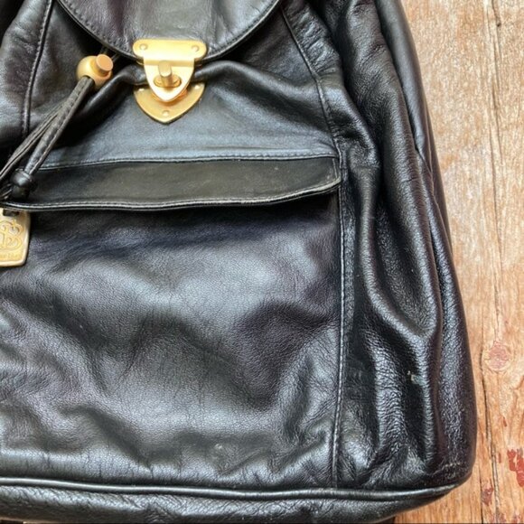 Silver Blue Leather Bucket Bag Backpack - Picture 4 of 11